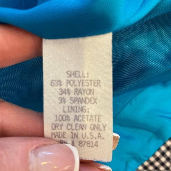 Alessandro Womens Navy White Check Full Zipper Jacket w Marching Skirt Suit / 4 - Picture 10 of 13